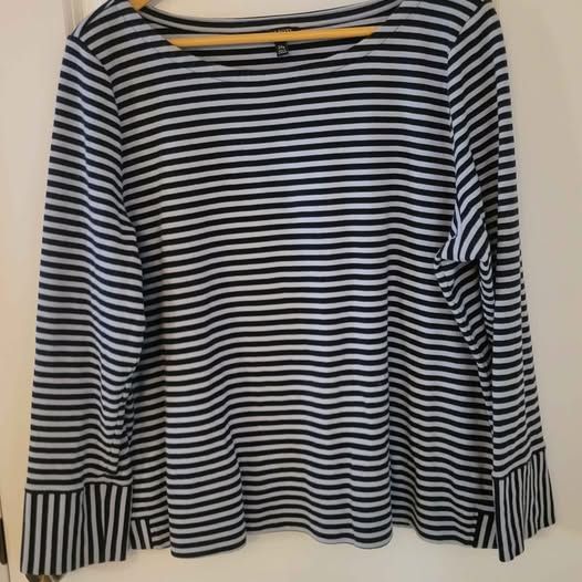 Talbots Blue And White Striped Top 2x Euc